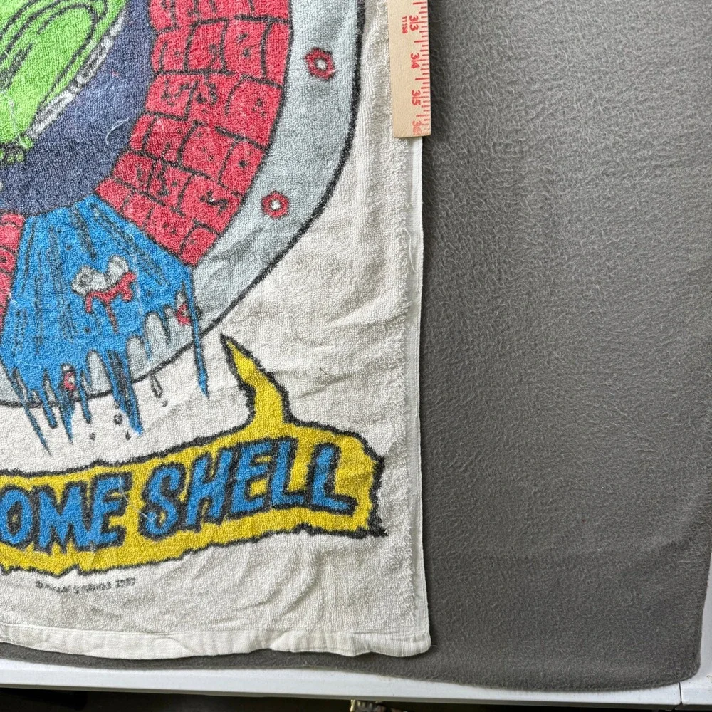 Vintage TMNT Beach Towel Michelangelo Kick Some Shell 1989 Mirage‎ Studios